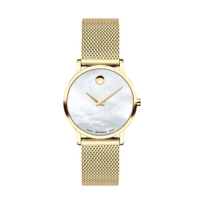 ساعة ميوزيوم للسيدات, سوار، تناظري، بمينا أبيض، بسوار ذهب